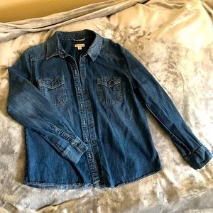 Women’s Merona Large denim L/S button down shirt